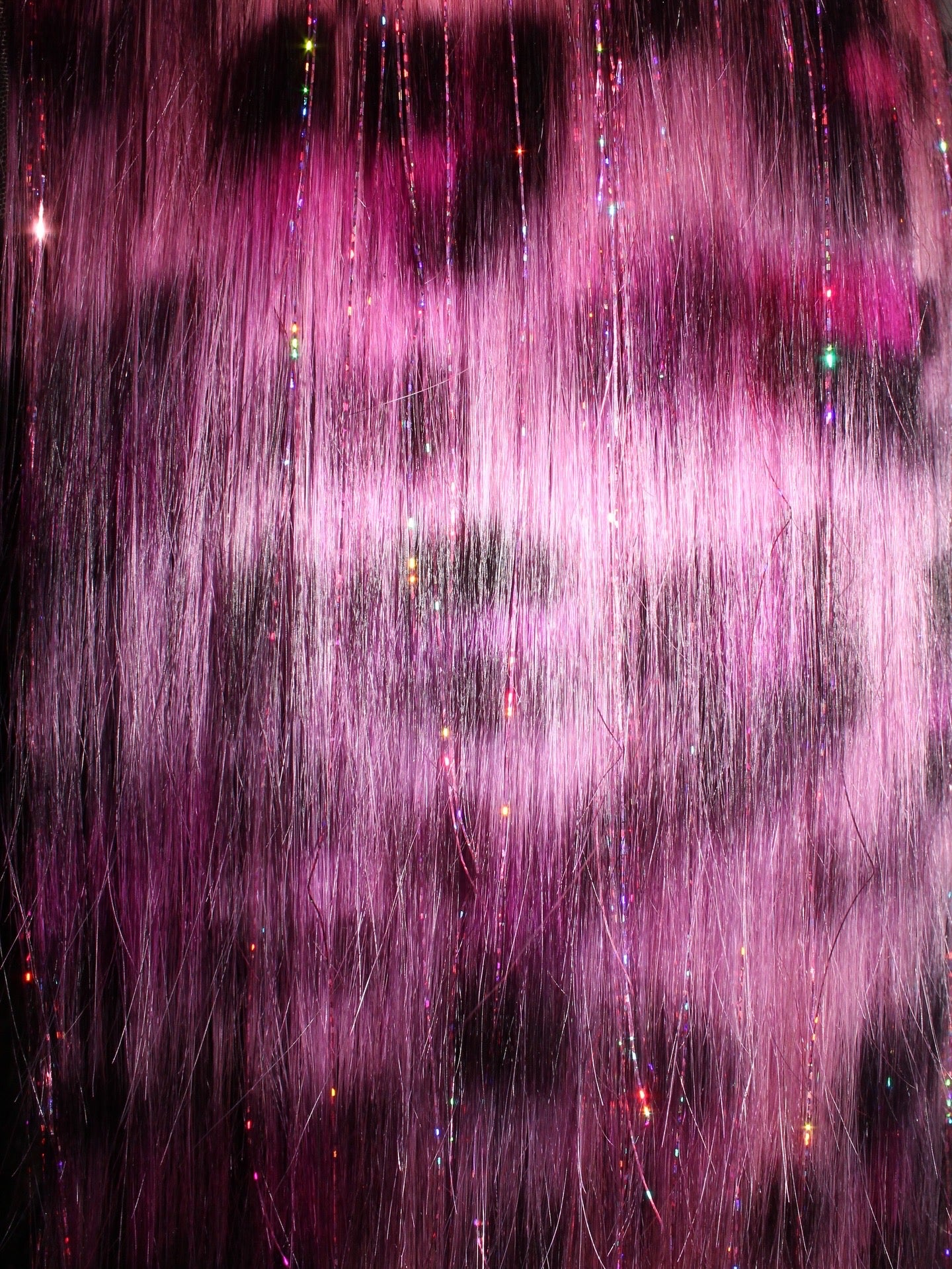 Pink Panther Stripe Tinsel Wig