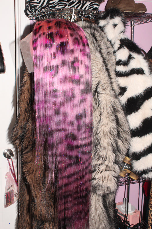 Pink Panther Stripe Tinsel Wig