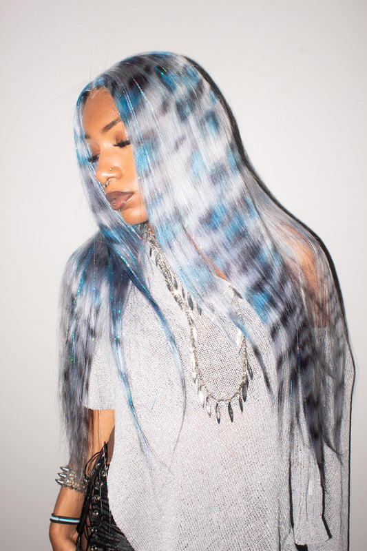 Icy Blue Leopard Lace Wig (18-30 inches)