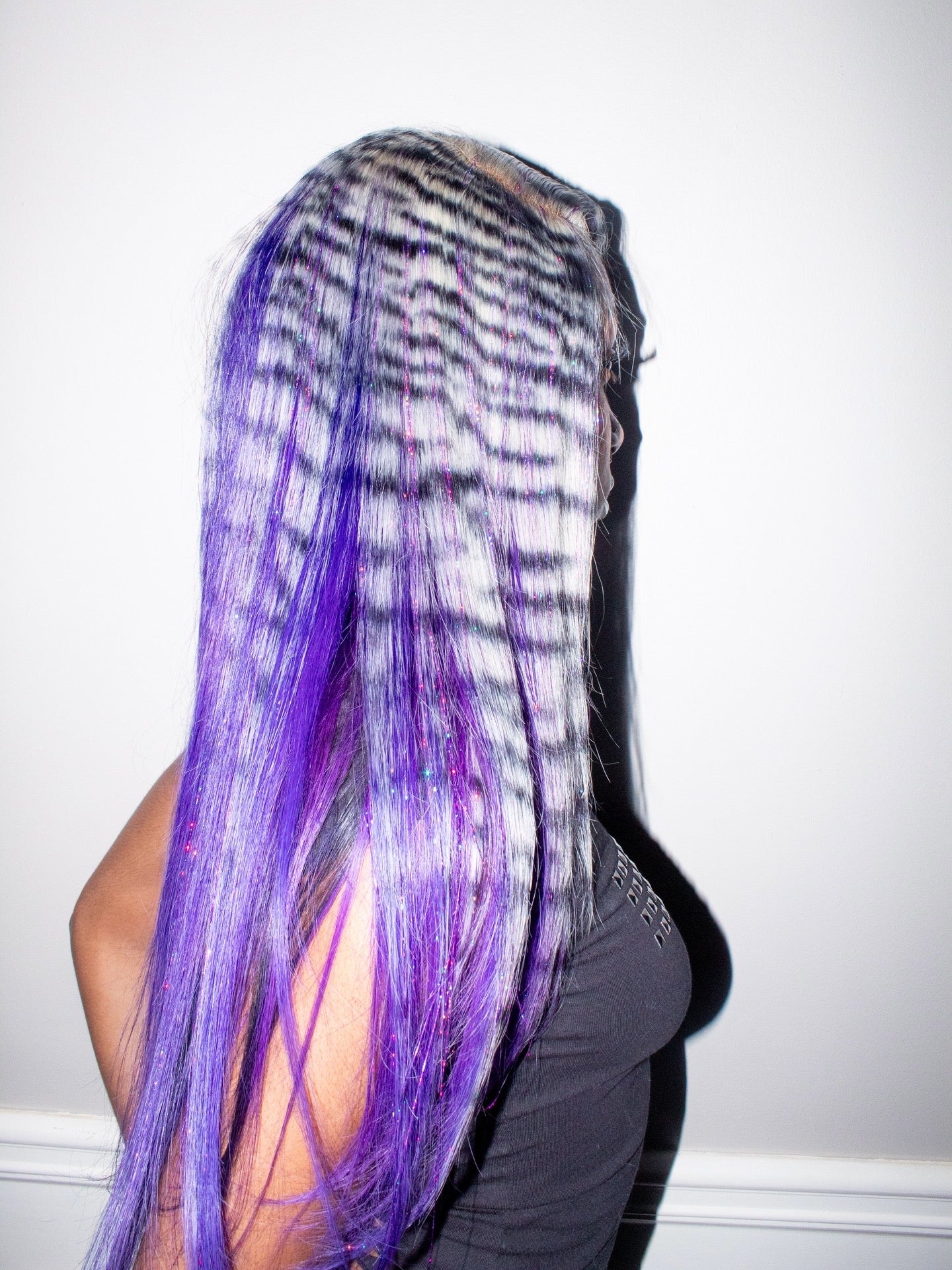 Midnight Zebra Tinsel Wig (22-30 inches)